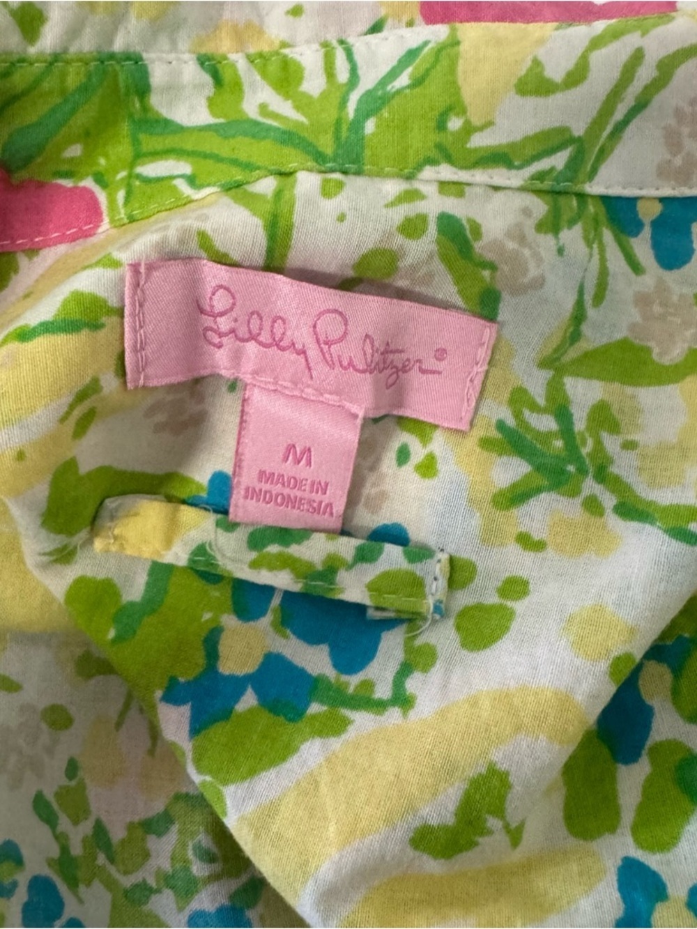 Lilly Pulitzer Women’s Medium Yellow Floral Mini Shirt Dress 100% Cotton Belt - Picture 7 of 12